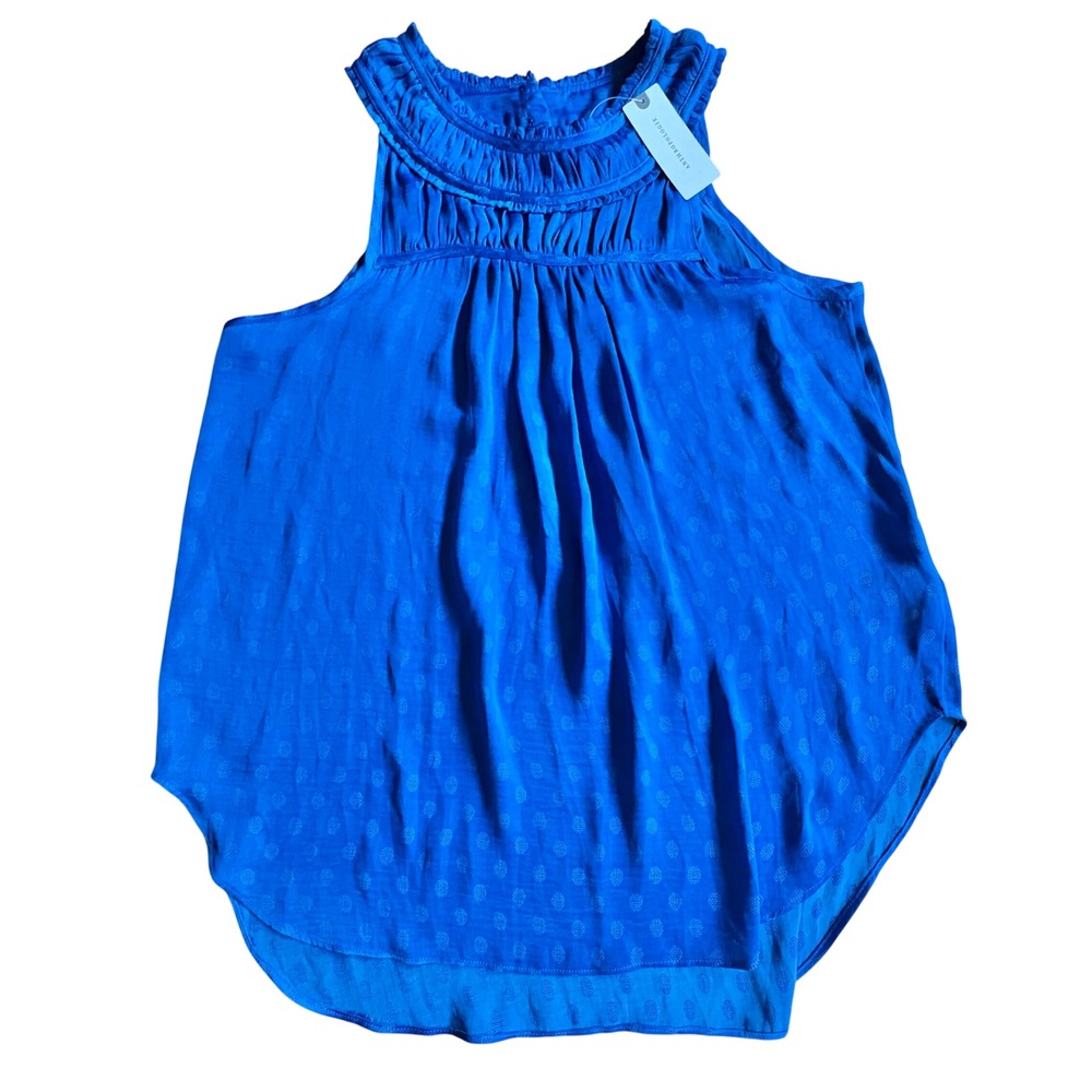 $78 NWT Maeve Anthropologie Blue Sleeveless‎ Polka Dot Blouse Women's SZ 0